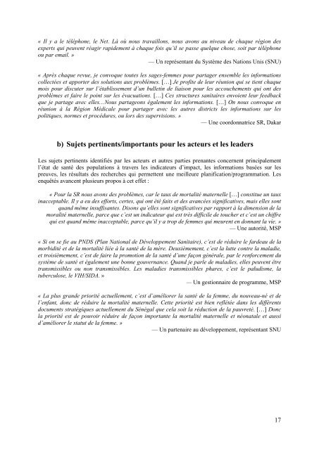 Connaissance pour la santé/Evaluation des besoins en informations ...