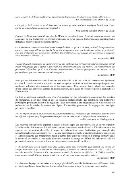 Connaissance pour la santé/Evaluation des besoins en informations ...