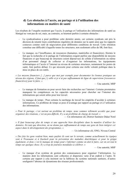 Connaissance pour la santé/Evaluation des besoins en informations ...