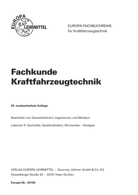 Fachkunde Kraftfahrzeugtechnik