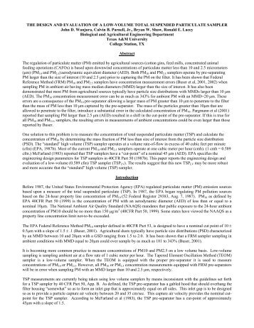 Design and evaluation of a low volume total suspended particulate ...