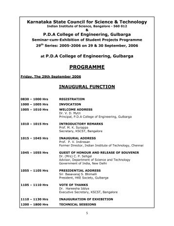 PROGRAMME - Karnataka State Council for Science and Technology