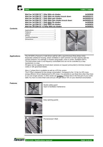 Wall fan 34132W 53â 1,5Hp 50Hz alu blades ... - Farmi Tilatech Oy