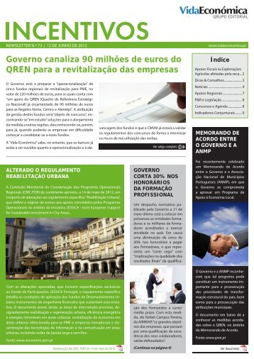 veja aqui pdf da newsletter - Newsletter Incentivos - Vida EconÃ³mica