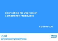Counselling for Depression Competency Framework - IT Shared ...