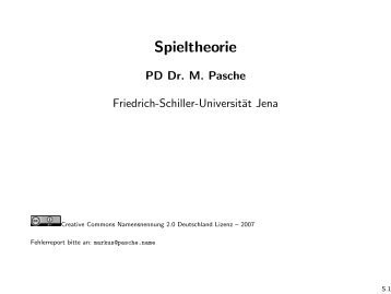 Spieltheorie - Friedrich-Schiller-Universität Jena