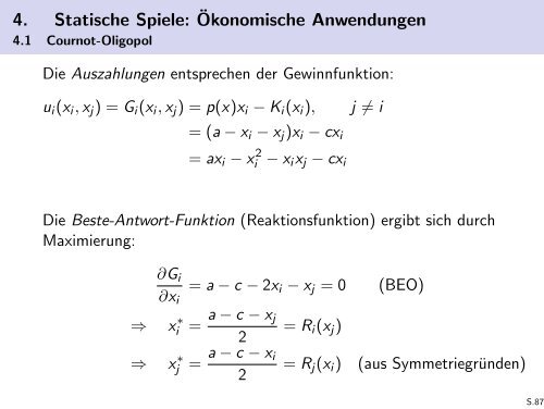 Spieltheorie - Friedrich-Schiller-Universität Jena