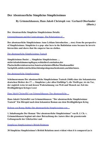 Download Der Abenteuerliche Simplicius Simplicissimus pdf ebooks ...