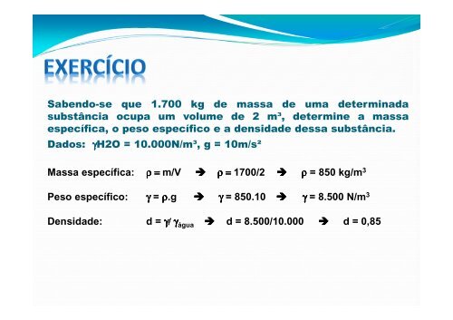 Massa especÃ­fica - Sistemas