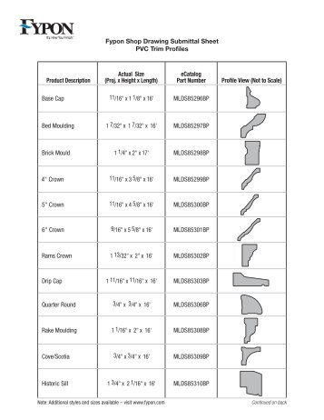 Fypon Shop Drawing Submittal Sheet PVC Trim Profiles Product ...