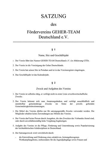 SATZUNG - Geher-Team Deutschland e.V.