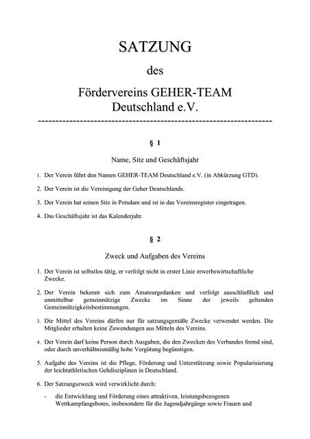 SATZUNG - Geher-Team Deutschland e.V.