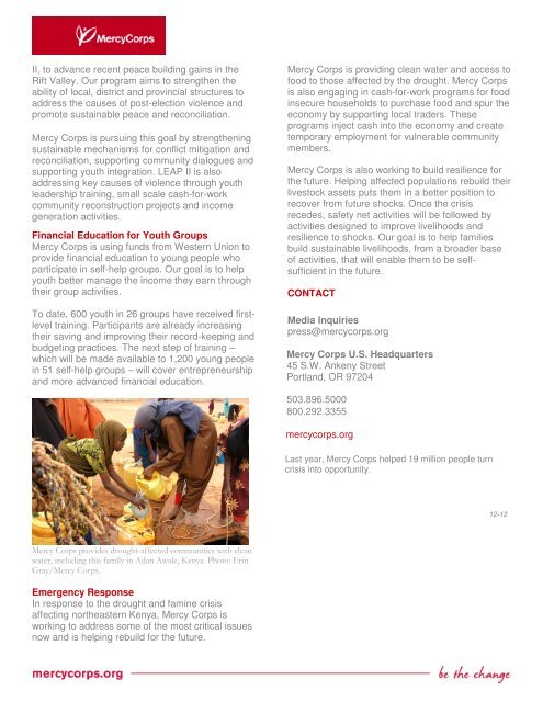 Kenya program details - Mercy Corps