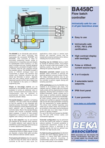 BA458C Flow batch controller - BEKA Associates