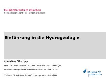 Einführung in die Hydrogeologie - Helmholtz Zentrum München