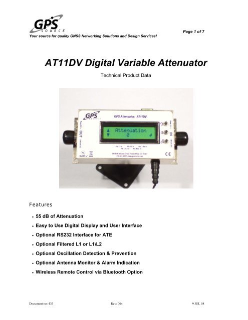 AT11DV Digital Variable Attenuator