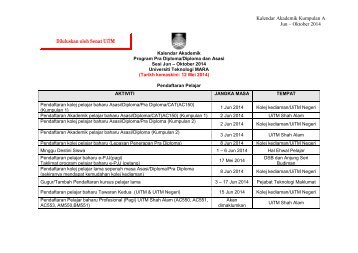 Kalendar Akademik Kump A Jun - Oktober 2014