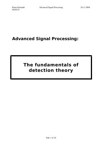 Advanced Signal Processing: - SPSC