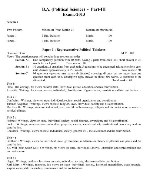 B A Political Science Part Iii Exam 2013 B A Political Science Part Iii Exam 2013