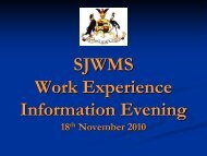 Year 10 Work Experience 10th November 2005 - Sir Joseph ...