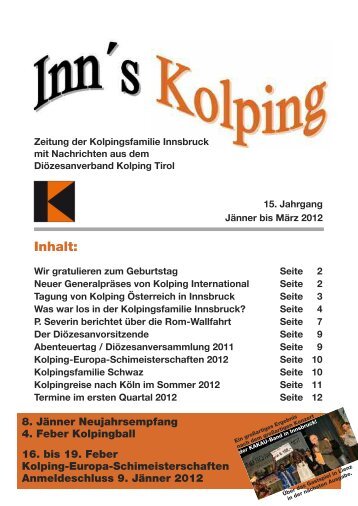 15. Jahrgang Jänner bis März 2012 Inhalt - Kolpinghaus Innsbruck