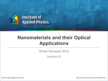 NANO - Institute of Applied Physics, Friedrich-Schiller University