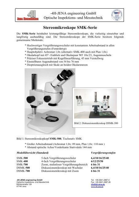 Stereomikroskope SMK-Serie - 4H- Jena engineering GmbH