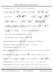 COMPLEX NUMBERS: Algebraic & Trigonometric Form