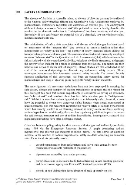 CHLORINE GAS V's SODIUM HYPOCHLORITE - WIOA