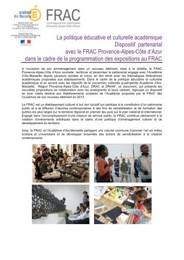La politique éducative et culturelle académique Dispositif ...