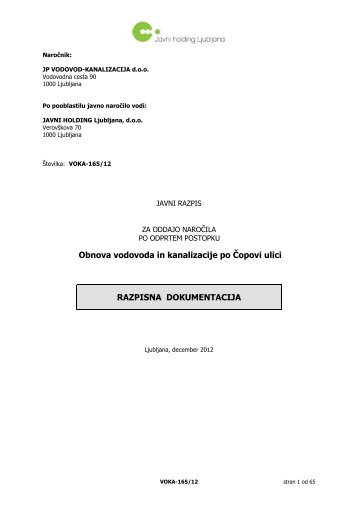 Razpisna dokumentacija - Vodovod-Kanalizacija