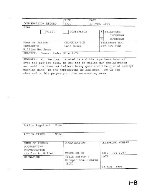 Jenner Radar Site B-76 Archives Search Report ... - Corpsfuds.org