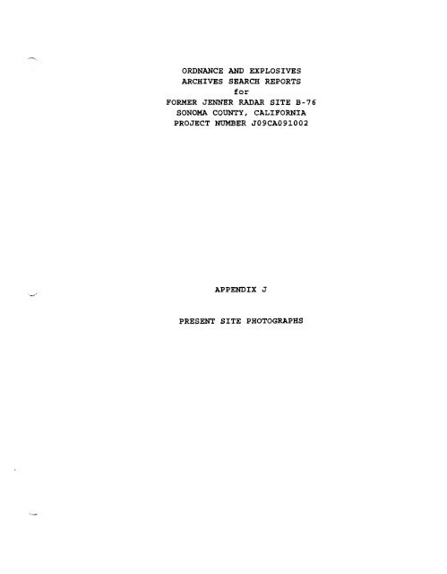 Jenner Radar Site B-76 Archives Search Report ... - Corpsfuds.org