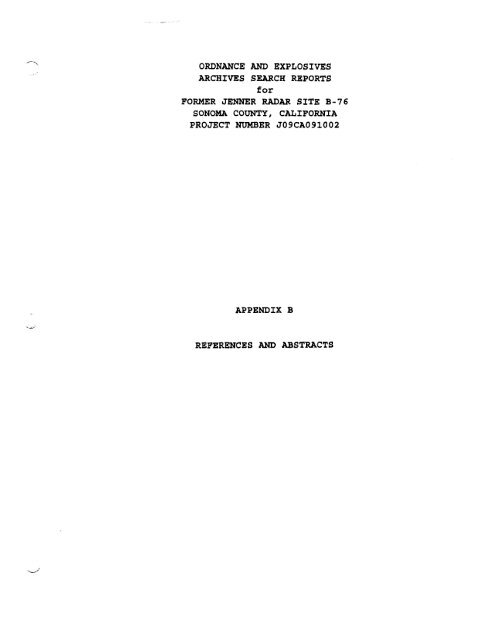 Jenner Radar Site B-76 Archives Search Report ... - Corpsfuds.org