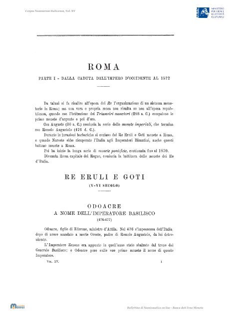 Corpus Nummorum Italicorum, Vol. XV - Portale Numismatico dello ...