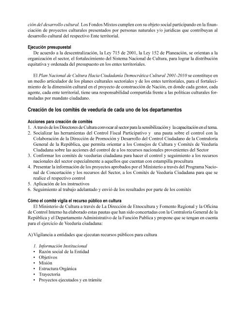 VeedurÃ­as Ciudadanas Sector Cultura.p65 - sinic