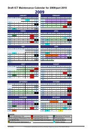 Draft ICT Maintenance Calendar for 2009/part 2010