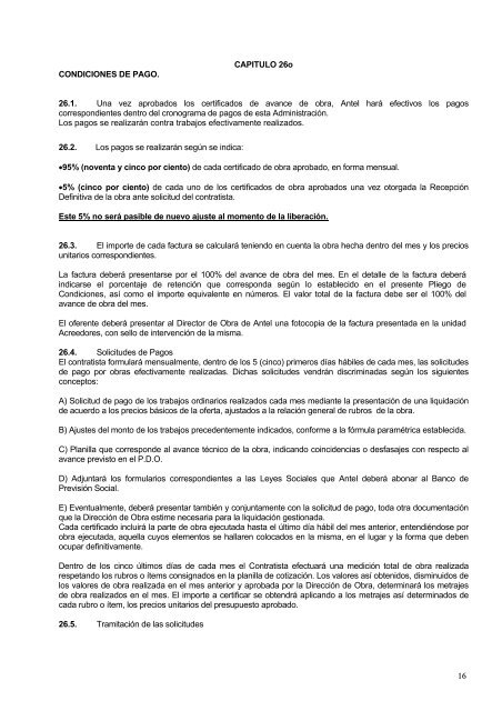 1 SECCION I CAPITULO 1Âº. OBJETO 1.1 Antel llama a licitaciÃ³n ...