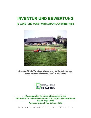 inventur und bewertung im land - Bäuerliches Schul