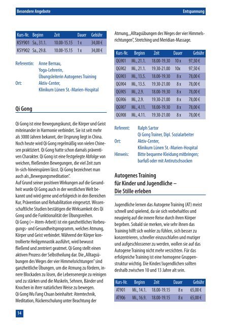 Ein Programm für Ihre Gesundheit Programm 2009 - Aktivum