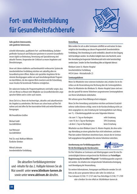 Ein Programm für Ihre Gesundheit Programm 2009 - Aktivum