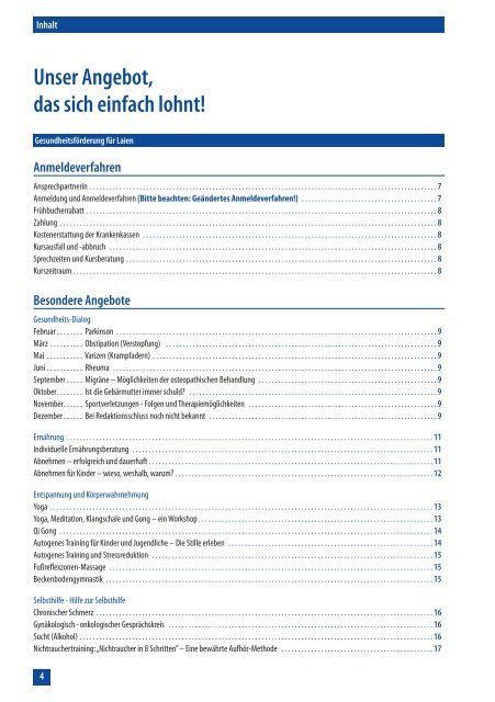 Ein Programm für Ihre Gesundheit Programm 2009 - Aktivum