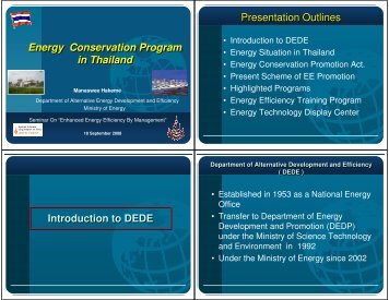 Energy Conservation Program in Thailand Energy Conservation ...