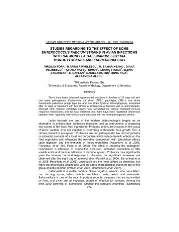 studies regarding to the effect of some enterococcus faecium strains ...