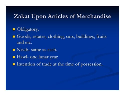 Conceptual Framework of Zakat