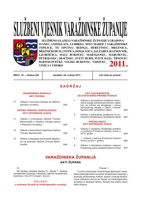 S A D R Ž A J - Općina Trnovec Bartolovečki