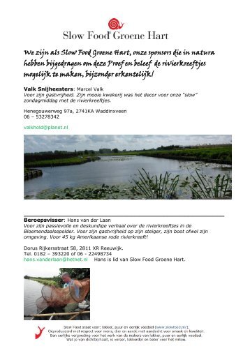 Sponsoren - Slow Food Nederland