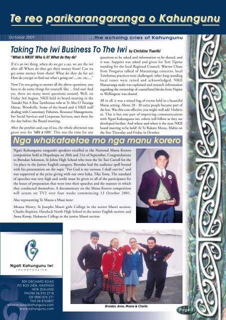 Kahungunu Newsletter - October 2001 - NgÄti Kahungunu Iwi ...