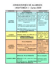 CONDICIONES DE ALUMNOS - ANATOMÃA 1 â Curso 2009