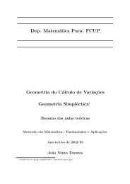 Dep. Matemática Pura. FCUP Geometria do Cálculo de Variaç˜oes ...